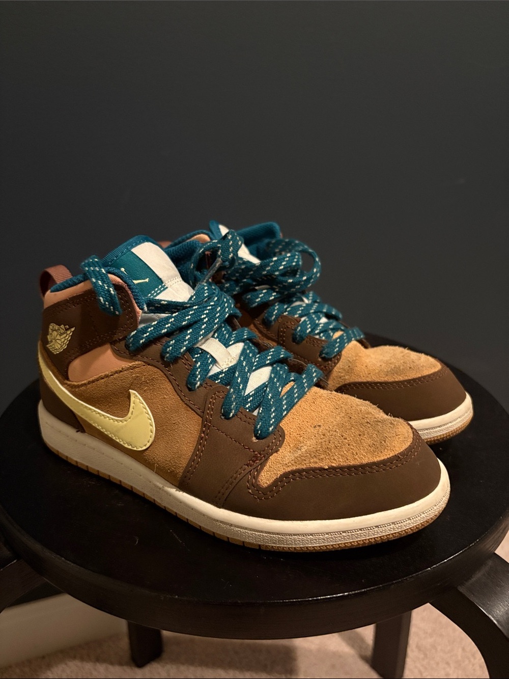 Kids Air Jordan Suede Sneakers in Brown and Teal